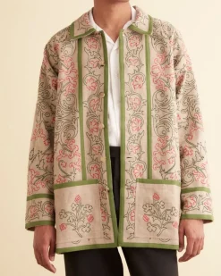 Men BODE Embroidered Trumpetflower Coat