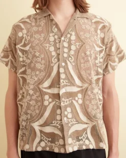 Men BODE Filet Filigree Short Sleeve Shirt