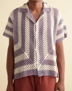 Men BODE Flagship Crochet Shirt - Lavender