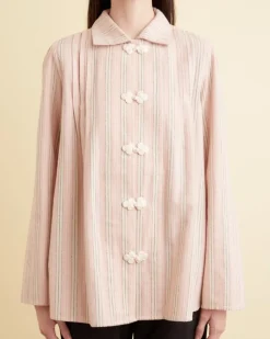 Women BODE Flannel Ticking Jonas Shirt