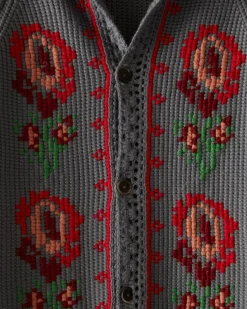 Men BODE Fleur Cross Stitch Cardigan