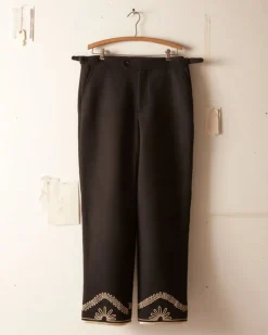 Men BODE Floral Cording Trousers - Black And Cream