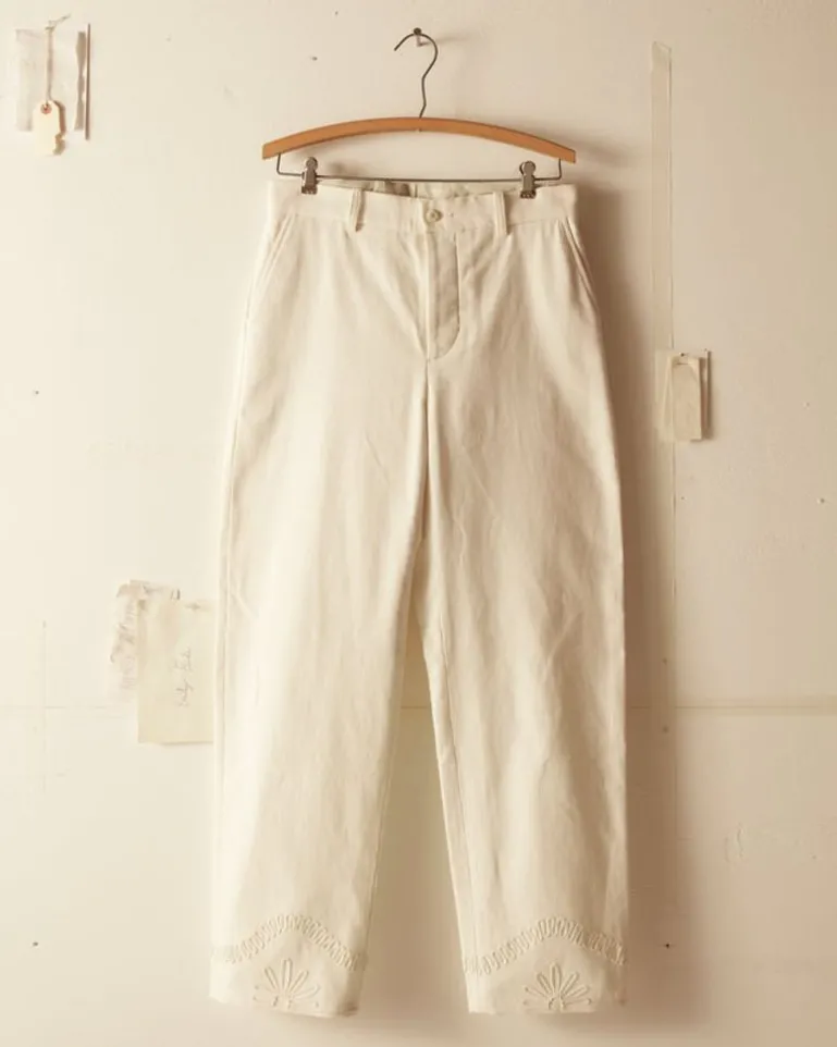 Men BODE Floral Cording Trousers - White