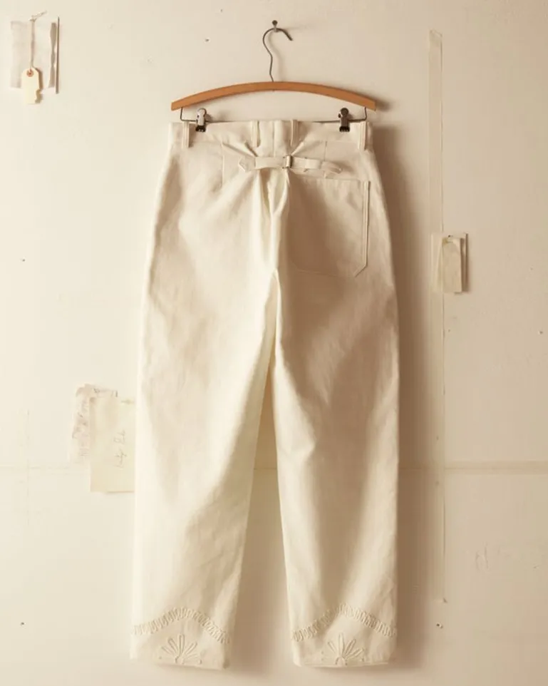 Men BODE Floral Cording Trousers - White