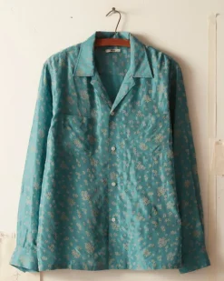 Men BODE Floral Flocked Long Sleeve Shirt