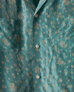 Men BODE Floral Flocked Long Sleeve Shirt