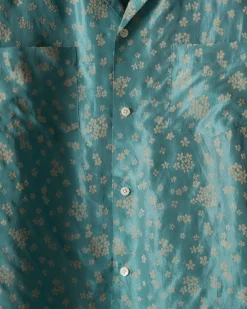Men BODE Floral Flocked Short Sleeve Shirt