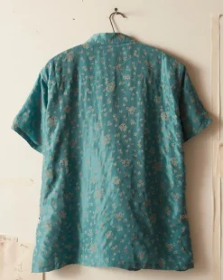 Men BODE Floral Flocked Short Sleeve Shirt