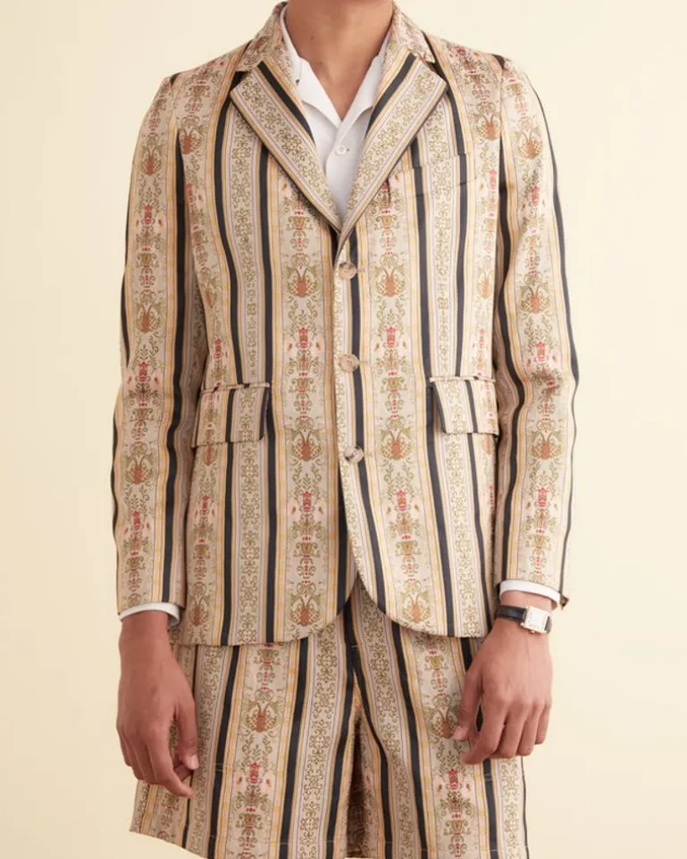 Men BODE Floret Brocade Single-Breasted Suit Jacket