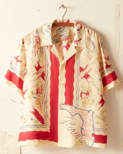 Men BODE Florida Map Short Sleeve Shirt