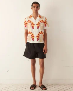 Men BODE Foliage Applique Short Sleeve Shirt