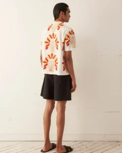 Men BODE Foliage Applique Short Sleeve Shirt