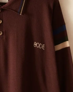Men BODE Four Stripe Cycling Polo - Brown