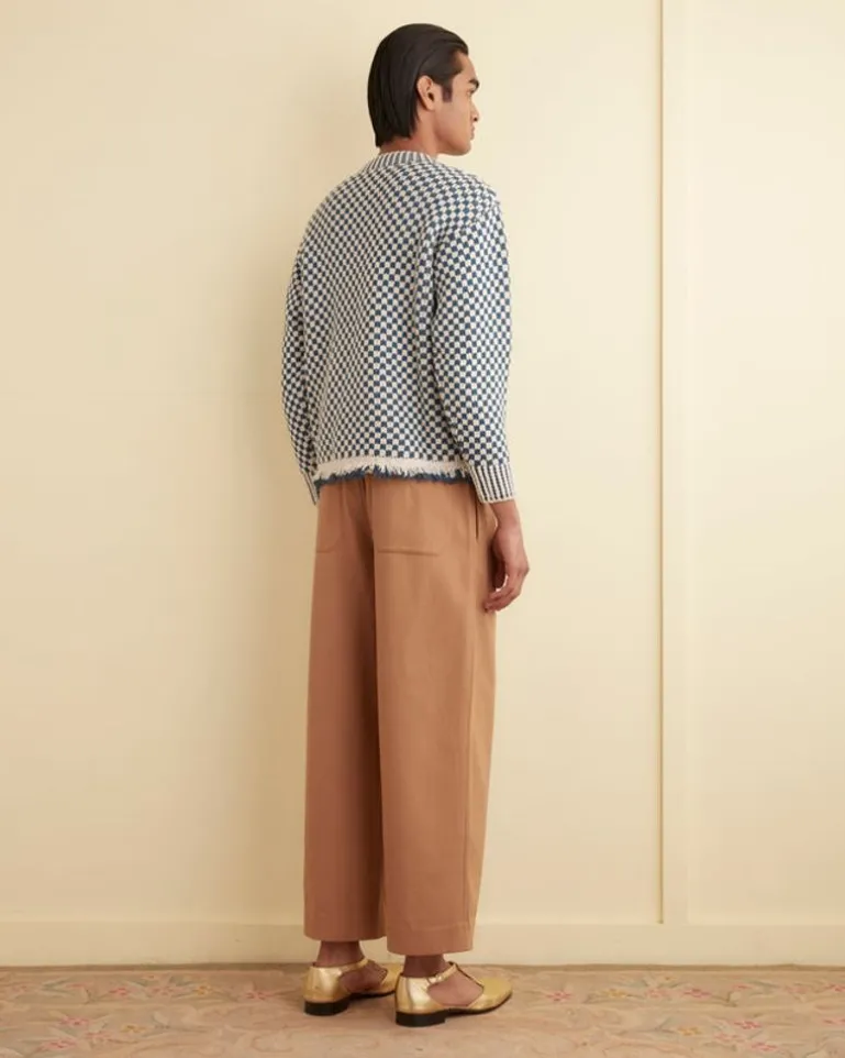 Men BODE Fringe Check Pullover - Blue