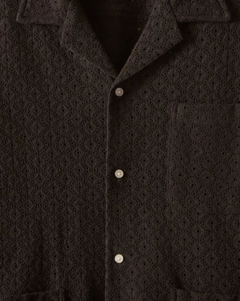Men BODE Geo Lace Overshirt - Black