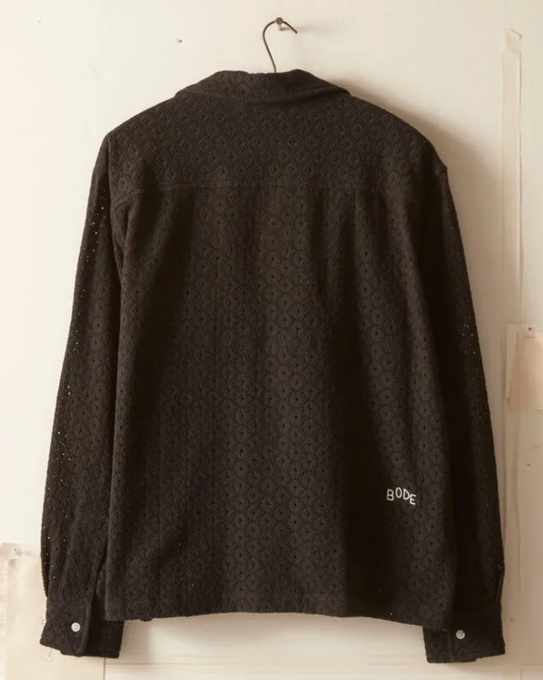 Men BODE Geo Lace Overshirt - Black