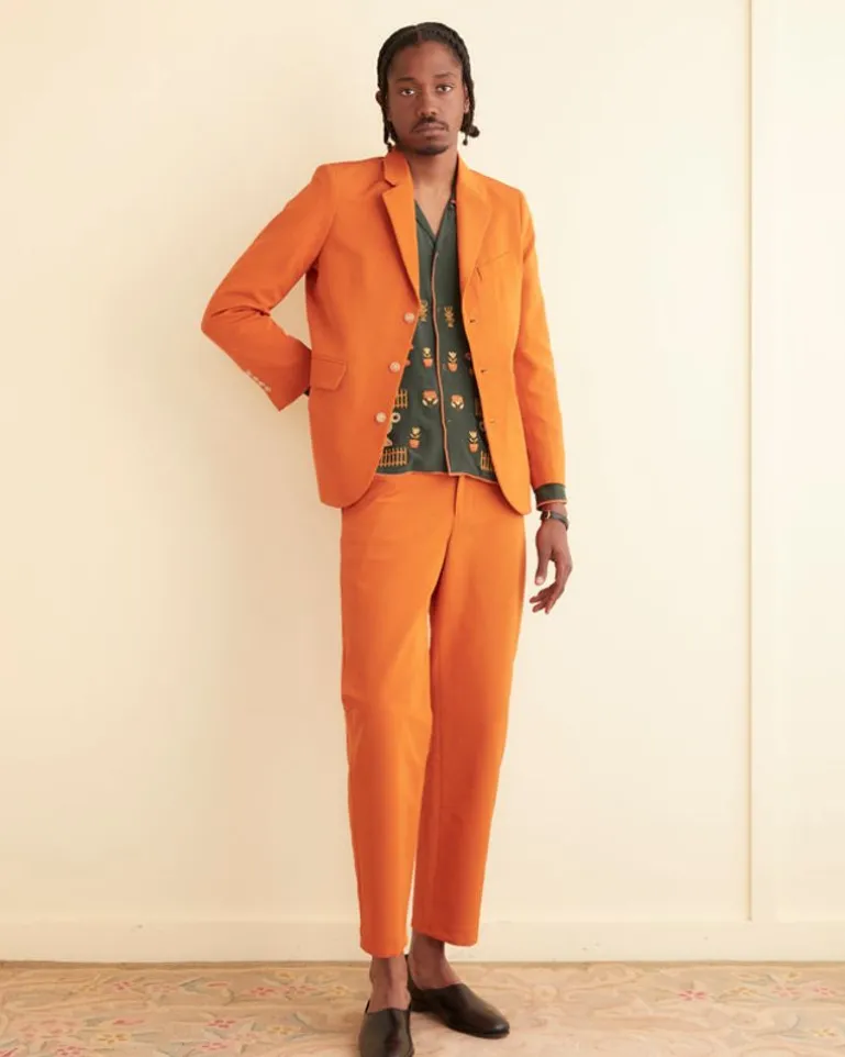 Men BODE Ginger Faille Single-Breasted Suit Jacket