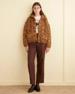Women BODE Gluckow Cardigan - Brown/Yellow