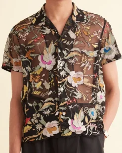 Men BODE Heirloom Floral Short Sleeve Shirt