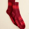 Men BODE Herrington Stripe Socks - Burgundy