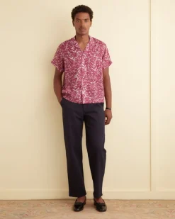 Men BODE Hibiscus Spray Short Sleeve Shirt