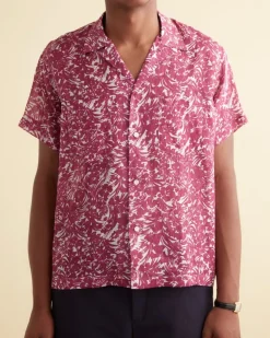 Men BODE Hibiscus Spray Short Sleeve Shirt