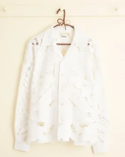 Men BODE Hosta Cutwork Long Sleeve Shirt - Xs