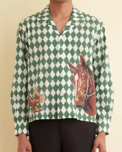 Men BODE Jockey Diamond Long Sleeve Shirt