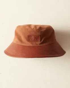Men BODE Leather Brim Bucket Hat - Tan/Brown