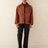 Men BODE Leather Tab Jacket - Tan/Brown