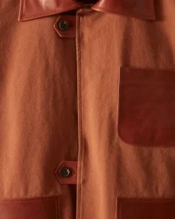 Men BODE Leather Tab Jacket - Tan/Brown