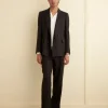 Men BODE Linen Double-Breasted Suit Jacket - Black