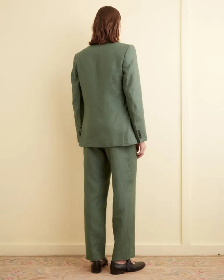 Men BODE Linen Double-Breasted Suit Jacket