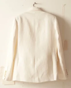 Men BODE Linen Double-Breasted Suit Jacket - Ivory