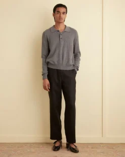 Men BODE Linen Suiting Trousers - Black