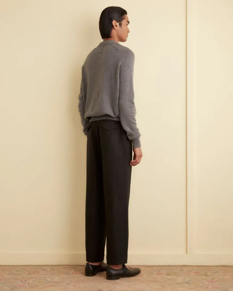 Men BODE Linen Suiting Trousers - Black