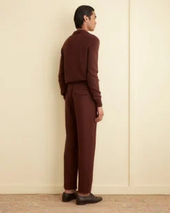 Men BODE Linen Suiting Trousers - Chocolate