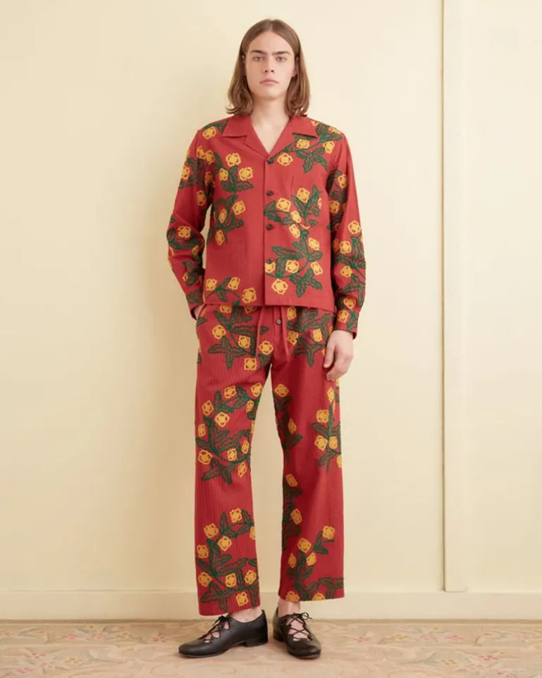 Men BODE Marigold Wreath Long Sleeve Shirt