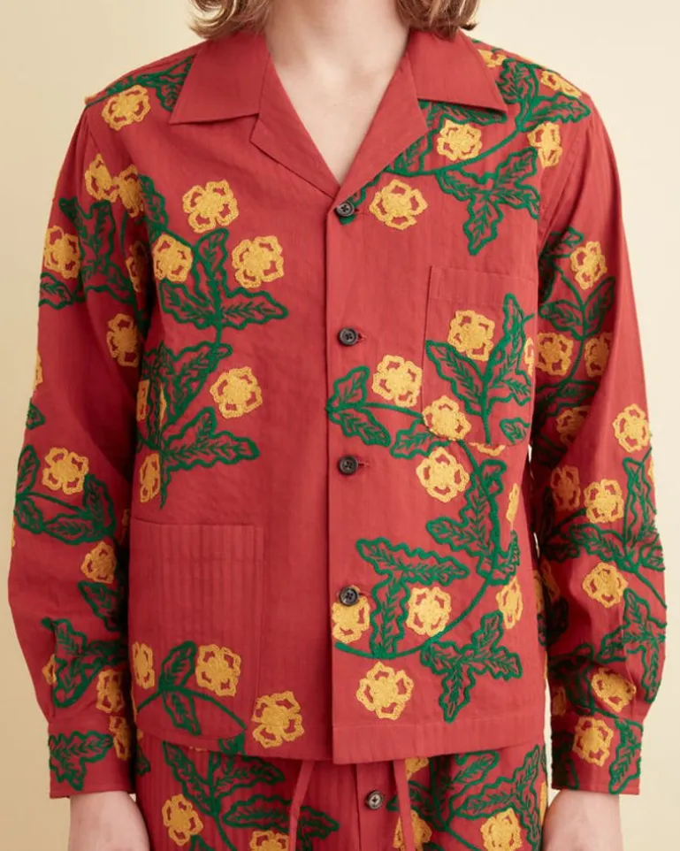 Men BODE Marigold Wreath Long Sleeve Shirt