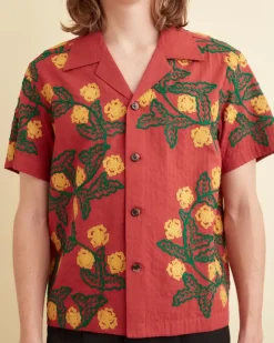 Men BODE Marigold Wreath Short Sleeve Shirt