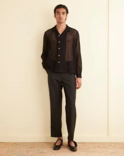 Men BODE Meandering Lace Long Sleeve Shirt