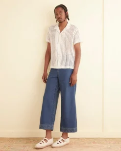 Men BODE Meandering Lace Short Sleeve Shirt