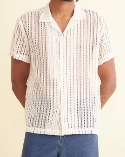 Men BODE Meandering Lace Short Sleeve Shirt