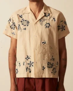 Men BODE Mended Floral Short Sleeve Shirt