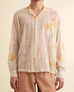 Men BODE Mesh Lilium Long Sleeve Shirt