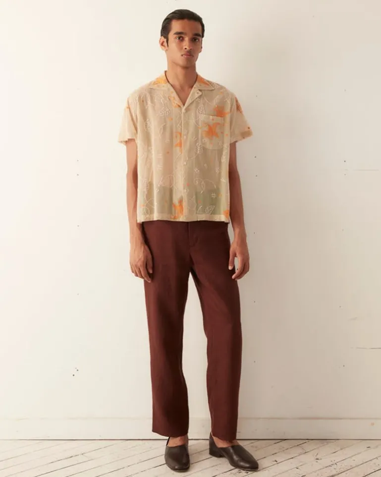 Men BODE Mesh Lilium Short Sleeve Shirt