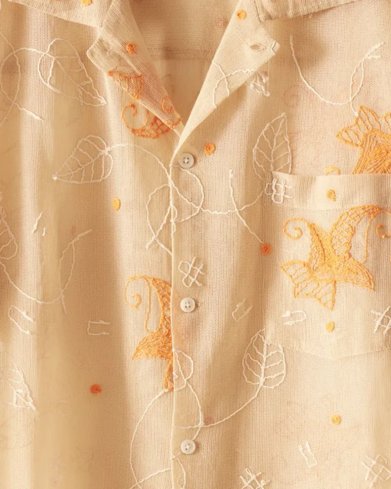 Men BODE Mesh Lilium Short Sleeve Shirt