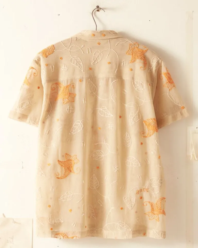 Men BODE Mesh Lilium Short Sleeve Shirt