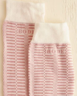 Men BODE Micro Check Socks - Pink Cream