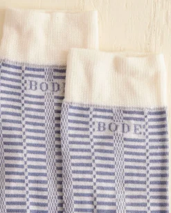 Men BODE Micro Check Socks Cream